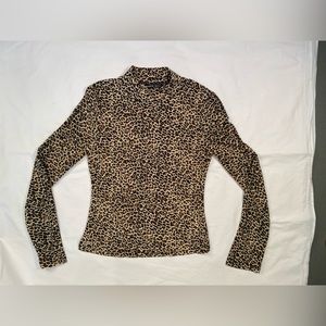 Shein faux turtleneck leopard‎ print long sleeve size small